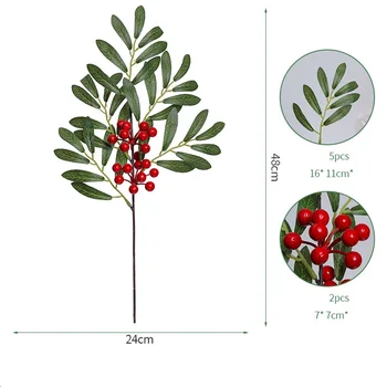 חג המולד המפלגה קישוט סימולציה אקליפטוס פלסטיק מזויפים צמח מזויף אקליפטוס אדום לבן פירות פרחוני ירוק צמחים