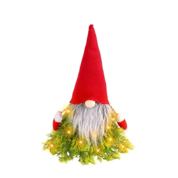חג שמח פנים LED זוהר Gnome קטיפה שדון סנטה קישוטים תליון הביתה תפאורה חג המולד