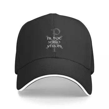 חדש ב-HOC SIGNO VINCES צ ' י רו Christogram כובע תרמי מגן שמש נהג משאית כובעים כובע חוף אישה שחורה כובעים לגברים