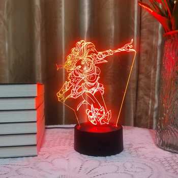 חחח ליגה של אגדות משחק דמות Luxanna זד 3D Led, אורות ניאון לילה אור על ילד יושב בחדר צבעוני תפאורה חג המולד המנורה מתנה
