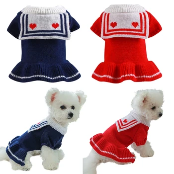 חיות מחמד כלבים שמלת סוודר עם מכנסיים בסגנון אוהבת את הכלב סוודרים עבור כלבים קטנים חמה אוהבת סוודרים חצאית כלבלב צ ' יוואווה