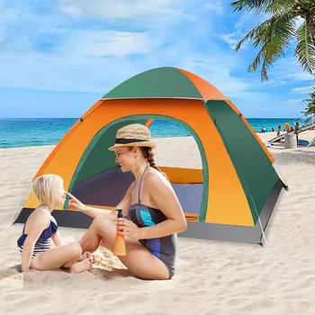 חיצוני אוטומטי מהיר לפתוח 3-4 אדם האוהל עמיד למים אוהל קמפינג משפחתי לשמש מקלט חיצוני Llightweight התקנה מיידית אוהל