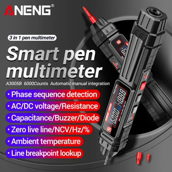 חכמה דיגיטלית מקצועית מודד חיישן עט שלב SequenceTester מתח AC מטר ללא מגע מודד חשמלי, כלי