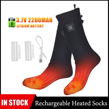 חשמלי מחומם גרביים סוללה נטענת מופעל על זוג גרביים תרמיות עם 3.7 V סוללת ליתיום 2200mAh על Shiiing מחנאות וטיולים