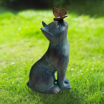 חתול פרפר פסל שרף סקרן חתול גן דמות חתול חמוד העליון פרפר עיצוב קישוטים עבור המשרד הביתי פארק גן חצר