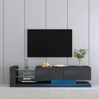 טלוויזיה,מודרני גבוה LED מבריק מרכז בידור עם ארונות אחסון,16 צבע 4 מצבי שינוי אורות,על 75 סנטימטרים טלוויזיה
