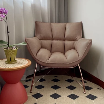 טרקלין הספה בסלון, כיסאות עור סקנדינבי מודרני סלון כסאות עצלן להירגע Sedie דה Soggiorno ריהוט הבית WK50LC