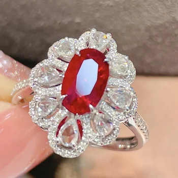 יוקרה נקבה קריסטל רוז אדום טבעת קסם צבע כסף טבעות נישואין לנשים חמוד הכלה זירקון את טבעת האירוסין.