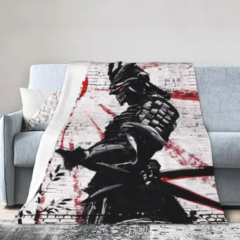יפני סמוראי לוחם שריון נייד והנעימות העור ידידותי Windproof מיטה לזרוק נסיעות לחלל עיצוב הבית שמיכה קלת משקל