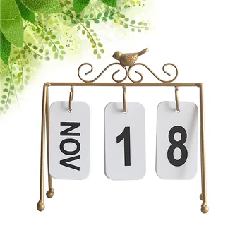 יצירתי לוח השנה ברזל ציפור תמידי לוח השנה קישוט הבית דוכן תצוגת שולחן עבודה שולחן העבודה לוח שנה 3d