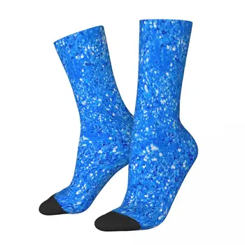 כחול כסוף מנצנץ Sparking פאייטים גרביים זכר Mens נשים האביב גרביים היפ הופ