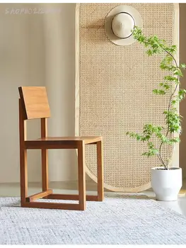 כל אוכל עץ מלא על הכסא משענת הגב של ימי הביניים הכיסא הביתה סינית פשוטה יומן צואה שולחן אוכל, כיסא הוואבי-סאבי הרוח אורח
