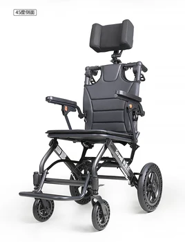כסא גלגלים ידני קל משקל מתקפל עבור קשישים נסיעות רב תכליתי יכול לשכב ניידת מתקפלת קלה במיוחד טרולי