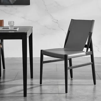 כסאות אוכל נורדי, עץ כיסא מודרני מינימליסטי הכיסא עיצוב עור נוח זוהר כיסאות איפור רהיטים עיצוב הבית