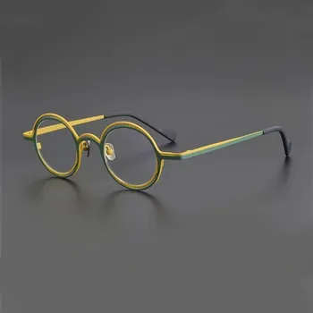 כפול עגול כפול צבע טיטניום טהור מסגרת משקפיים של גברים ונשים משקפיים אופטיים מסגרת מתכת עגול משקפיים מרשם