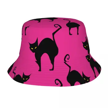 ליל כל הקדושים חתול שחור אופנה כובע שמש כובע חיצונית דייג כובע לנשים וגברים בני נוער חוף, כובעי דיג קאפ