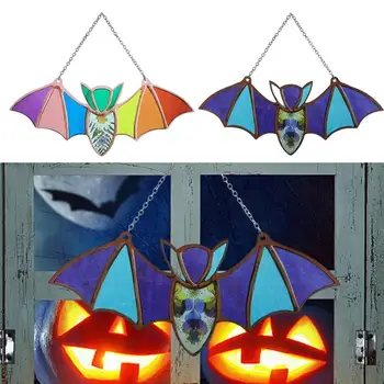 ליל כל הקדושים עטלפים התליון עמיד למים שחור מפחיד עטלפים צבעוני חלון עטלפים עם מתכת שרשרת מציאותית טיסה ליל כל הקדושים עטלפים עיצוב