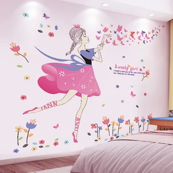 לקלף & מקל קיר דקורטיבי אמנות מדבקה גיליונות פרח פיות ציורי קיר ילדה מדבקות קיר מדבקות קיר עבור בנות חדר שינה