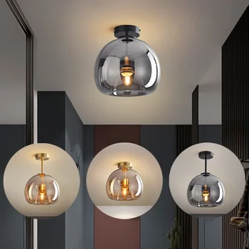 מודרני מינימליסטי אור תקרת נורדי מרקם LED זכוכית מנורת תקרה עבור מעבר מסדרון מנורת יצירתי הסלון אורות E27