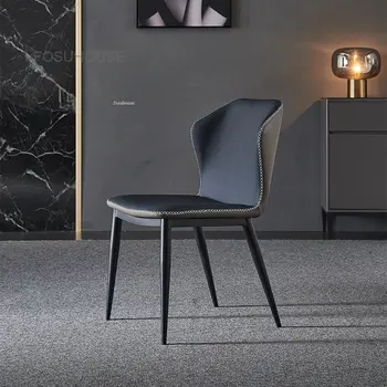 מודרני סופר סיבי עור כסאות אוכל איטלקי יצירתי משק הבית ריהוט חדר האוכל הנורדי יוקרה פחמן פלדה חזרה לכיסא