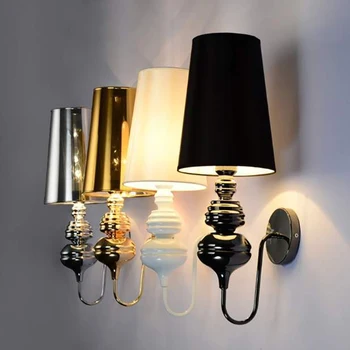 מודרניים מנורות קיר Glod/כסף/שחור/לבן בד בגוון מנורות קיר לעיצוב הבית-תאורה לסלון הכניסה חדר שינה מלון אור הקיר