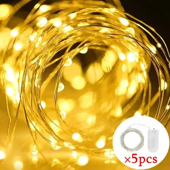 מופעל על סוללה מחרוזת אורות הגחלילית כוכבים ירח אורות על עץ DIY עיצוב החתונה השינה חג המולד 5pcs LED מנורה פיה