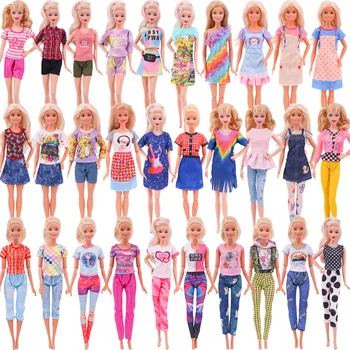 מזדמן חצאיות קצרות שרוולים קצרים מכנסיים קצרים מכנסיים ארוכים חולצות, 11.5 Inch30CM Barbiees בובות בנות חג המולד צעצוע מתנות