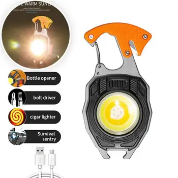 מיני פנס LED מחזיק מפתחות אור רב תכליתי נייד קלח קמפינג פנסים USB לטעינה עבודה אורות דיג Lanterna