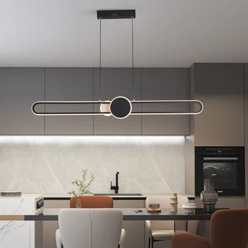 מינימליסטי אורות תליון מנורה LED תלוי מתכוונן ניתן לעמעום ליניארי תליון מנורה עם שלט רחוק עבור מטבח פינת אוכל סלון