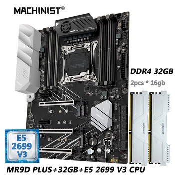 מכונאי MR9D פלוס לוח האם X99 משולבת LGA 2011-3 Xeon E5 2699 V3 CPU DDR4 32GB זכרון RAM NVME M. 2 USB3.0 ATX ארבעה ערוצים