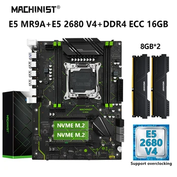 מכונאי לוח האם X99 ערכת Xeon E5 2680 V4 מעבד CPU להגדיר LGA 2011-3 16GB DDR4 RAM ECC Memory משולבת 2×NVME M. 2 USB3.0 MR9A