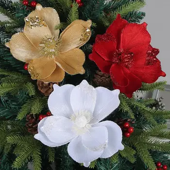 מלאכותיים פרח של חג המולד נוצץ חגיגי פרח של חג המולד קישוטים מגוונים קישוטים לעצים זרי הצדדים.