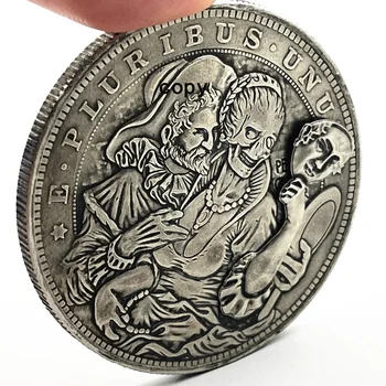 מנגנון מטלטלין מטבע נוד ניקל מורגן דולר הרומית Booteen אמנות מדהימה מסכת ילדה יצירתית מתנה