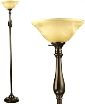 מנורת ברונזה לסיים ואמבר בהט זכוכית צל מחפש מנורת רצפה עבור חדר השינה, מנורה עומדת או מנורות עבור Li