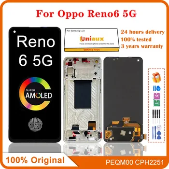מקורי AMOLED עבור OPPO Reno6 רינו 6 5G PEQM00 CPH2251 תצוגת LCD מסך מגע דיגיטלית הרכבה תחליף רינו 6 LCD