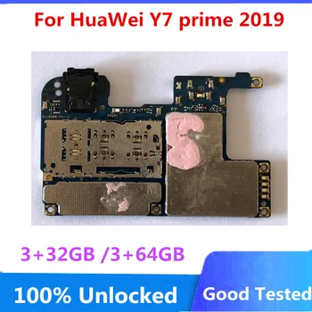 מקורי סמארטפון Mainboard עבור HUAWEI Y7 ראש 2019 לוח האם הגלובלית EMUI מערכת 32GB 64GB ROM לוח נבדקו באופן מלא