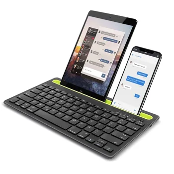 מקלדת מתאים עבור IPad, שולחן כתיבה, טלפון נייד, מחשב שולחני טעינה, ערוץ כפול מקלדת Bluetooth האלחוטית