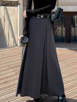 מקסי חצאיות קפלים נשים אלגנטי אביב וינטג ' היסודות הפשוטים אופנת רחוב Mujer אביזרי סגנון מזדמן עיצוב אסתטי בגדים