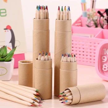 מקצועי 12 צבע עפרון עפרון על הילדה Kawaii ציוד לבית הספר 2023 כתיבה אצווה קנה שמן עיפרון צבעוני בכלי אמנות