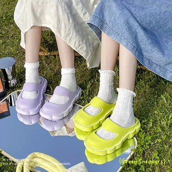 מרי ג ' יין אנטי להחליק נעלי נשים קיץ חמוד סנדלים אווה שטוח נוחות נעלי בית גינה חיצונית נעליים