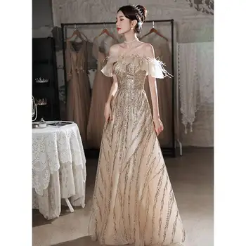 מתוק קפלים את כתף שמלות ערב נוצץ טול אלגנטי קו הסיום 2023 שמלה חדשה זמן Vestido De לפסטה תוצרת אישית