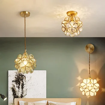 נברשת הובילה אמנות תליון מנורה אור עיצוב חדר פרח תלוי תקרה בסגנון נורדי מתכתי למטה מסעדה חיים המיטה.