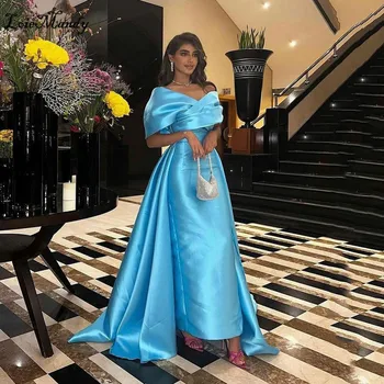 נדן הסעודית ערבית שמלות ערב עם הזנב 2024 מקסים את כתף קפלים נשף שמלת מסיבת לנשים Vestidos דה גאלה