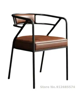 נורדי אור יוקרה אמריקאי רטרו סגנון תעשייתי ברזל יצוק ספת עור טרקלין כיסא שרפרף כיסא האוכל הקפה הביתה