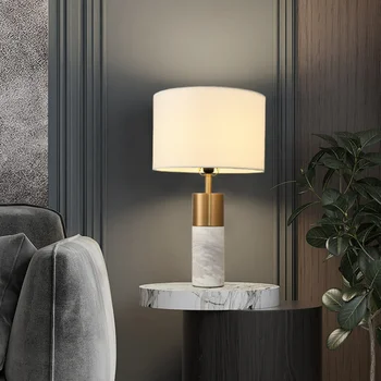 נורדי השיש מנורת שולחן ליד המיטה מנורה קישוט הבית עיצוב חדר השולחן פעמי מנורות שולחן עבור חדר השינה תאורה LED E27