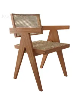 נורדי קש כיסא פשוט משענת מעצב האוכל הכיסא הביתה תוספות עץ מלא צבע דובדבן יפני, צ ' אנדיגאר הכיסא