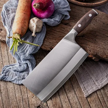 נירוסטה מקצועית סכין שף סיני קצב סכין מטבח, סכין חיתוך הסכין החותכת ידית עץ סכין קצבים