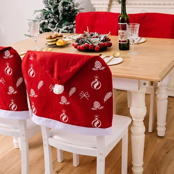 נשלף חג המולד ארוגים בבית שולחן ארוחת הערב עם הכיסא אחורה עיצוב כיסוי מושב הכיסא לכסות את השנה החדשה מפלגה אספקה חג מולד קישוט