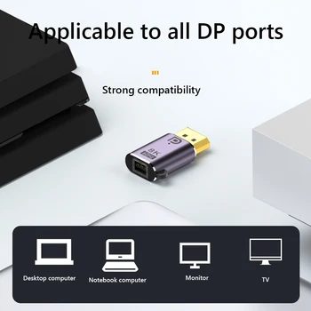 נתוני מתאם DP1.4 Mini DP 8K 60Hz נמל ממיר 4K 120HZ כפול מסך הקרנה מצב Plug and Play עבור המחשב צגי PC