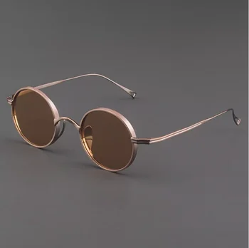 סביב מסגרת טיטניום טהור מקוטב משקפי שמש וינטג גברים UV400 משקפי גוגל נוהג חיצונית משקפי שמש Oculos